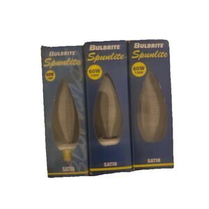 Bulbrite Spunlite 60W 130V Satin Finish Decorative Bulbs – set of 3 – New in Box